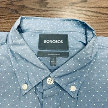 Load image into Gallery viewer, NWT Bonobos Blue w/ White Polka Dot Slim Fit Shirt L
