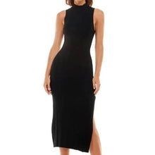 Load image into Gallery viewer, NWT  WAYF Black sleeveless fit &amp; Flair dress . High neck
