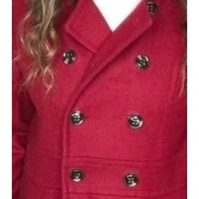 Load image into Gallery viewer, NWT TOMMY HILFIGER | Women&#39;s S Red Wool Long Double Breasted Peacoat Pockets
