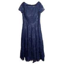 Load image into Gallery viewer, NWT La Femme, Blue Beaded Lace Cocktail Dress
