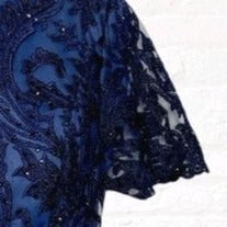 Load image into Gallery viewer, NWT La Femme, Blue Beaded Lace Cocktail Dress
