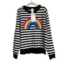 Load image into Gallery viewer, NWT Harper Canyon Kids 7 Crew Neck Pull Over Sweatshirt Black White Striped
