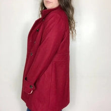 Load image into Gallery viewer, NWT TOMMY HILFIGER | Women&#39;s S Red Wool Long Double Breasted Peacoat Pockets
