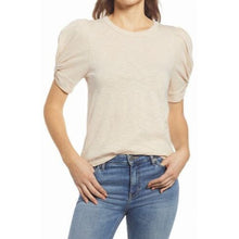 Load image into Gallery viewer, NWT Everleigh Womens T-Shirt Beige Puff-Sleeve
