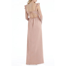 Load image into Gallery viewer, NWT Ruffle Sleeve Tie Back Charmeuse A-Line Gown SOCIAL BRIDESMAIDS
