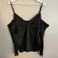 Load image into Gallery viewer, Wayf Blouse Cold Shoulder Tie Strap Cami Black Long Sleeves Casual Neutral Trend
