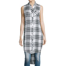 Load image into Gallery viewer, NWT Rails Jordyn White/Ebony Plaid Side Split Tunic Top
