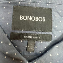 Load image into Gallery viewer, NWT Bonobos Blue w/ White Polka Dot Slim Fit Shirt L
