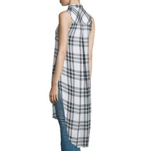 Load image into Gallery viewer, NWT Rails Jordyn White/Ebony Plaid Side Split Tunic Top
