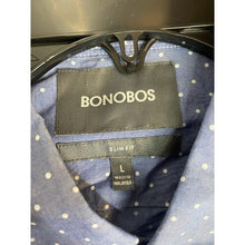 Load image into Gallery viewer, NWT Bonobos Blue w/ White Polka Dot Slim Fit Shirt L
