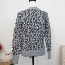 Load image into Gallery viewer, Melrose And Market Leopard Cardigan Sweater Sz S NWT Gray Animal  and yellowPrint Button Up Front
