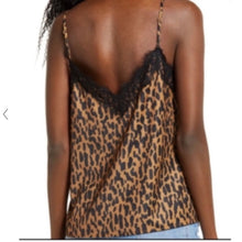 Load image into Gallery viewer, BP. Womens l top leopard print lace trim satin sleeveless camisole
