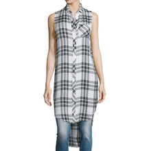 Load image into Gallery viewer, NWT Rails Jordyn White/Ebony Plaid Side Split Tunic Top
