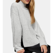 Load image into Gallery viewer, Topshop Mock Neck Oversized Gray Sweater
